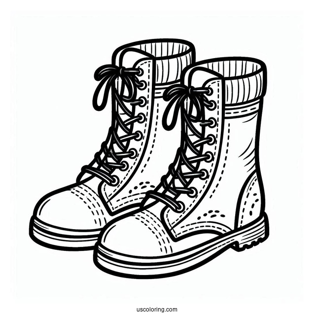 Boots Outline Coloring In For Preschoolers
