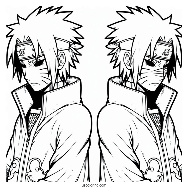 Naruto Coloring Page of Uchiha Itachi In Akatsuki Robe