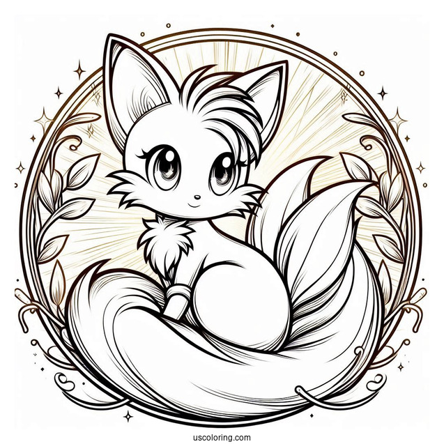 Tails Coloring Page In Front Of The Gold Ring