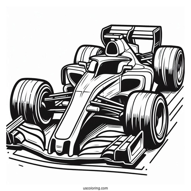 Easy Formula 1 Race Car For Kids To Color