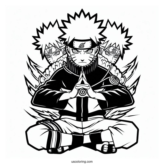 Naruto Coloring Page Of Multiple Shadow Clone Jutsu