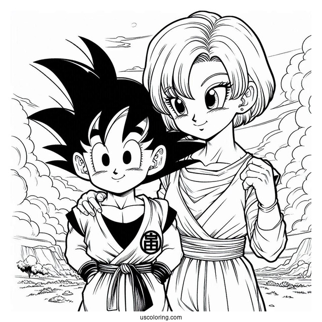 Young Krillin And Goku Coloring Page