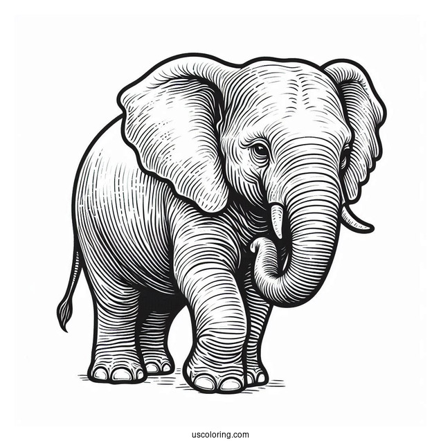 Side On View Of Asian Elephant To Color