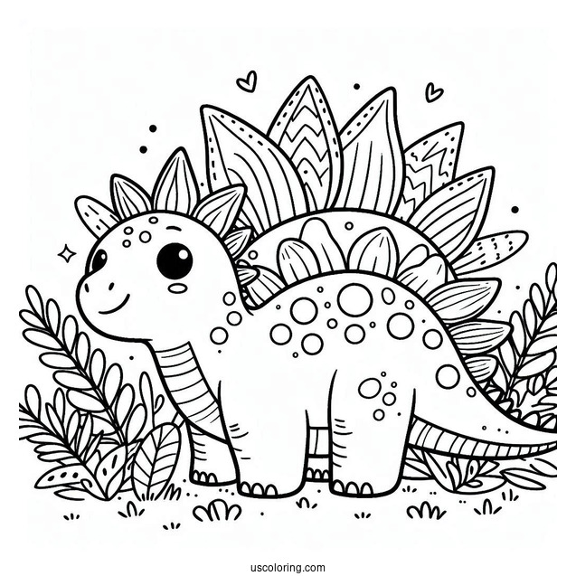 Cute Stegosaurus Coloring Page For Preschoolers