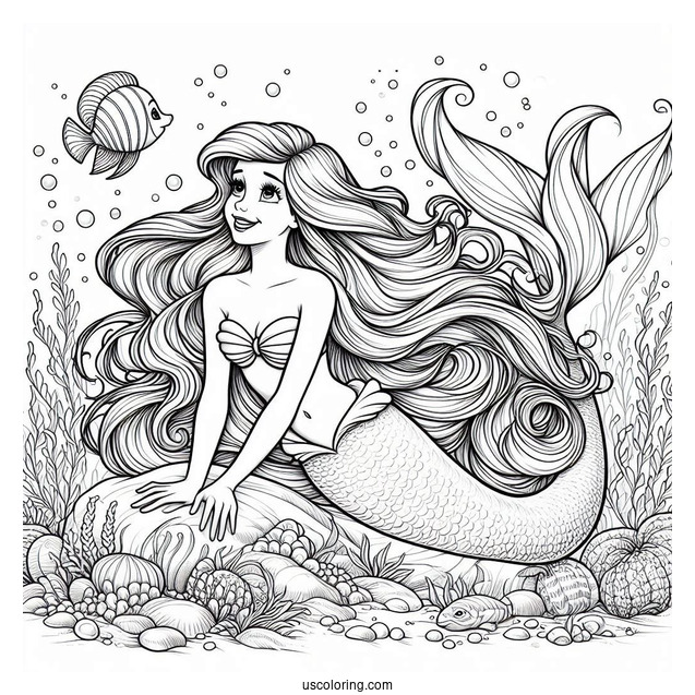 Realistic Ariel Under The Sea Coloring In