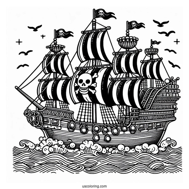 Black Pearl Pirate Ship Coloring Page