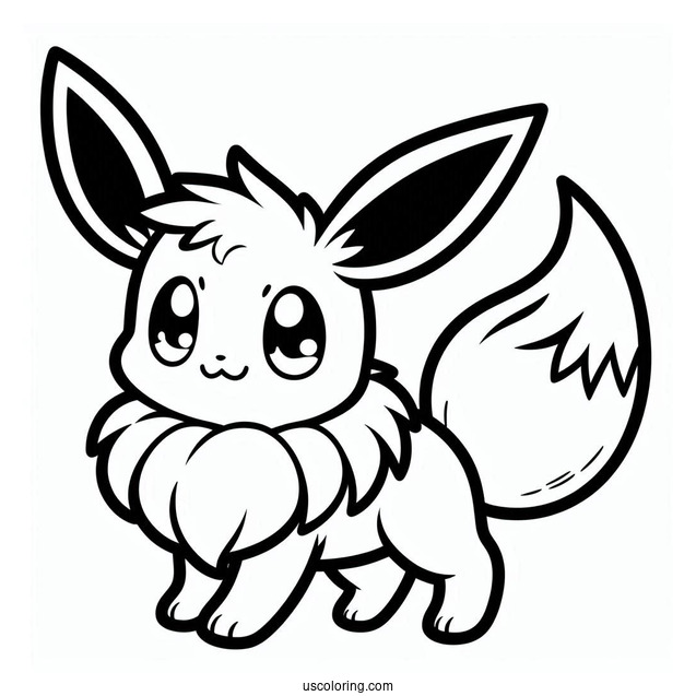 Kawaii Eevee Coloring Page For Kids