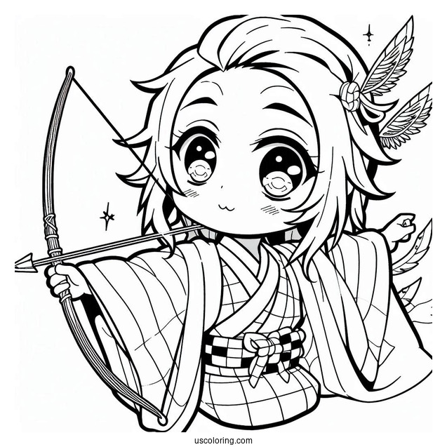 Sweet Tanjiro Coloring Page Catching Kanao Tsuyuri