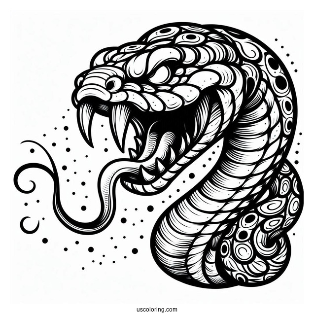 Fierce Looking Snake With Fangs And Tongue Out