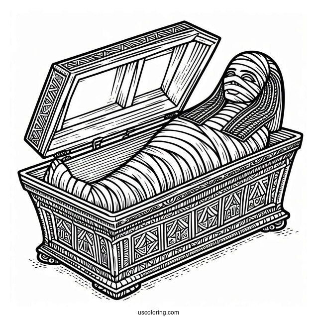 Mummy Coloring Page Of Simple Open Egyptian Coffin