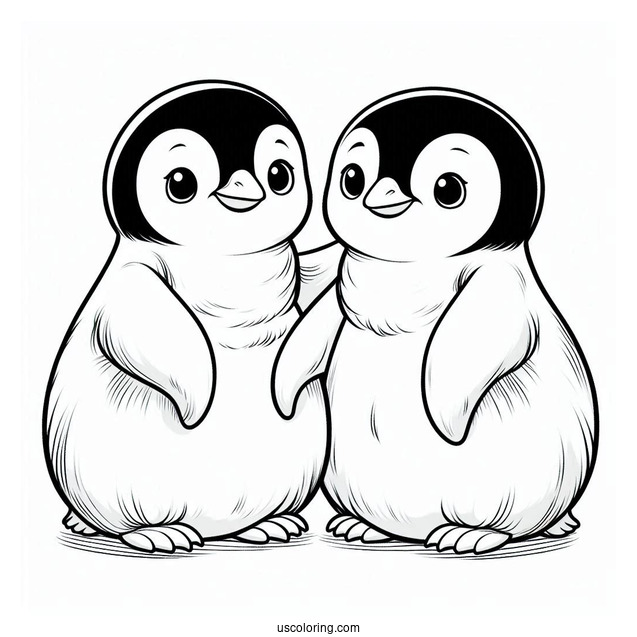 Two Baby Emperor Penguins Coloring Sheet