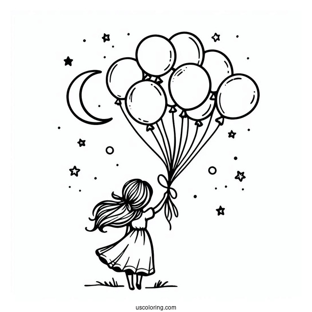 Floating Balloons To Color For Kids