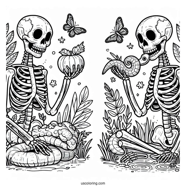 Detailed Skeleton Coloring Page In Nature