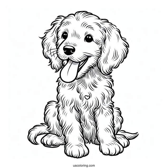 Labradoodle Puppy With Tongue Out Coloring Sheet