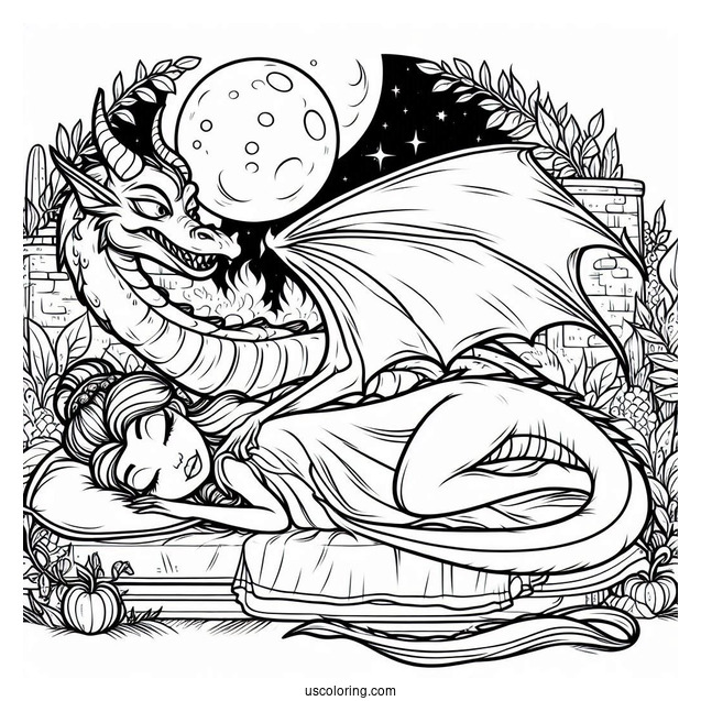 Sleeping Beauty Dragon Maleficent Coloring Page