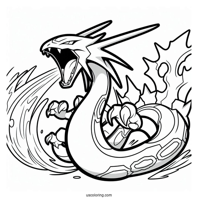 Rayquaza Coloring Page Roaring