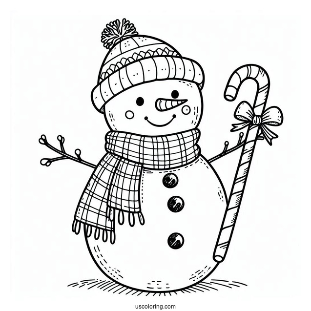 Jolly Looking Snowman To Color