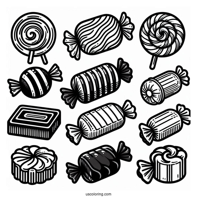 Assorted Licorice Coloring Page