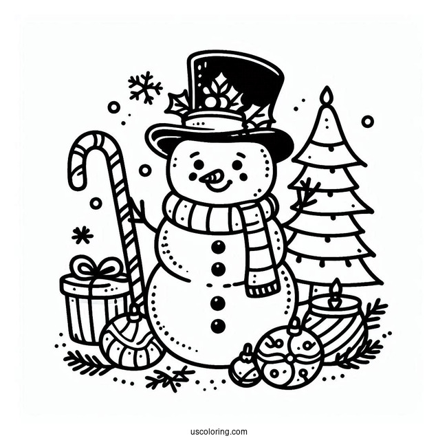 Happy Holidays Snowman To Color