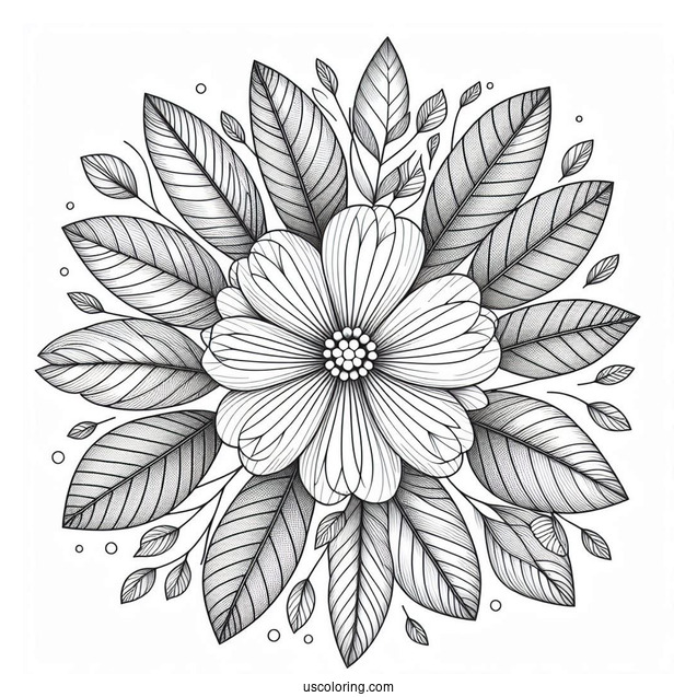 Top View Of Spring Flower With Tons Of Leaves