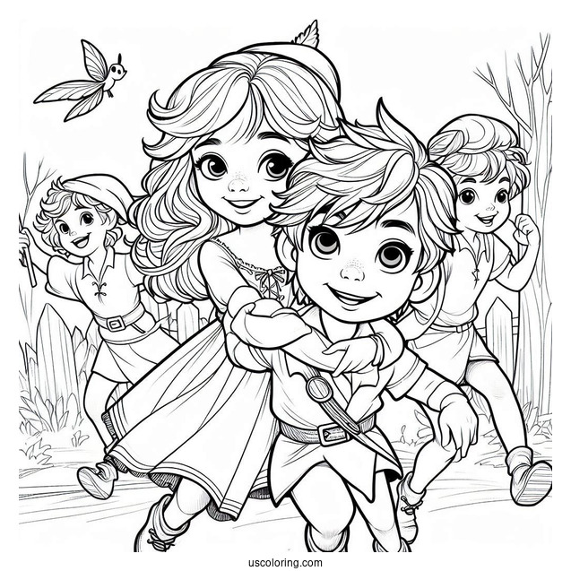 Darling Siblings With Peter Pan And Lost Boys