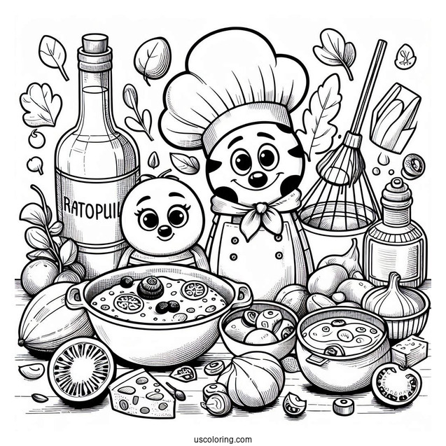 Ratatouille Coloring Page Cooking With Alfredo And Colette