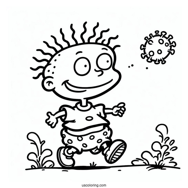 Rugrats Coloring Page Of Simple Stu Pickles Walking Outline