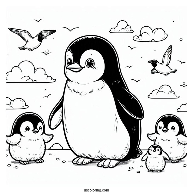 Colony Of Emperor Penguin Coloring