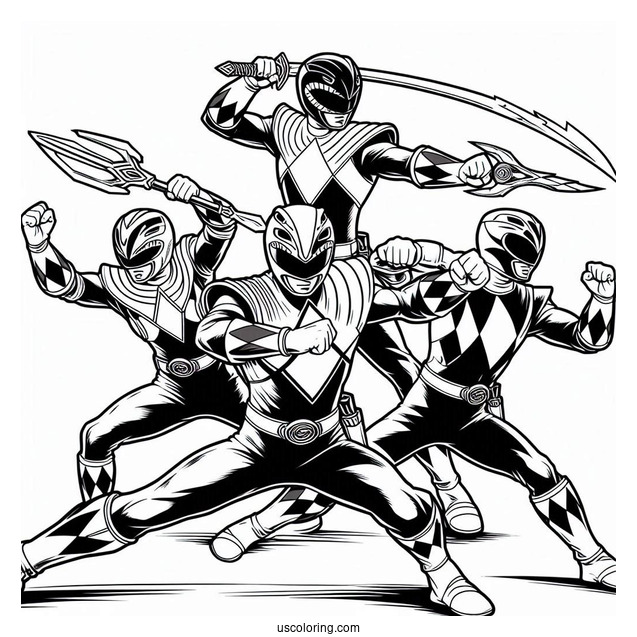 Complete Power Rangers Fighting Stance Coloring Page
