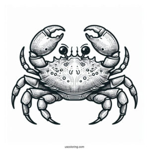 Crab Coloring Page With Detailed Shell