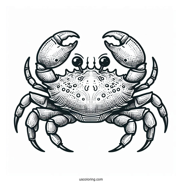 Crab Coloring Page With Detailed Shell
