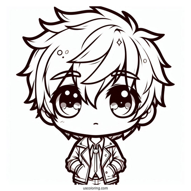 Cool Chibi Boy Coloring Page For Kids