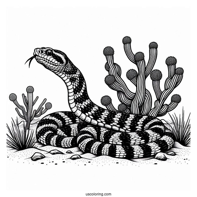 Detailed Black Tailed Rattlesnake In The Desert