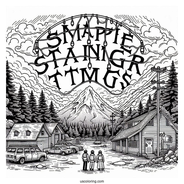 Detailed Stranger Things Coloring Sheet For Adults