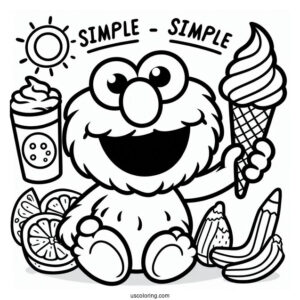 Simple Elmo Coloring Sheet For Kids