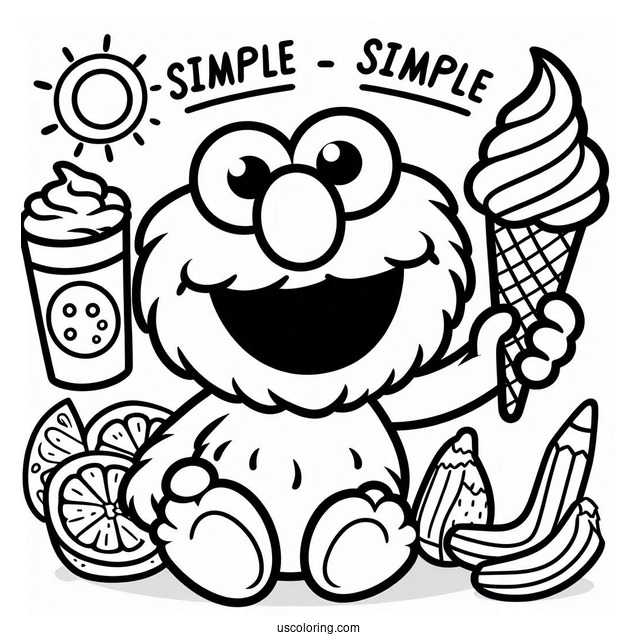 Simple Elmo Coloring Sheet For Kids