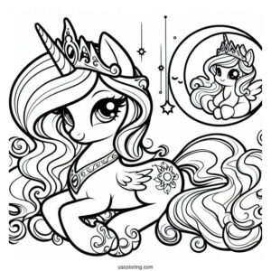 Princess Celestia Coloring Page With Baby Princess Luna