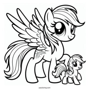 Rainbow Dash Coloring Page And Soarin With Their Baby For Kids