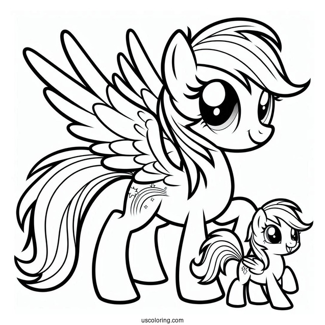 Rainbow Dash Coloring Page And Soarin With Their Baby For Kids
