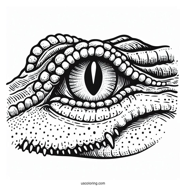 Coloring Page Of a Crocodile Eye