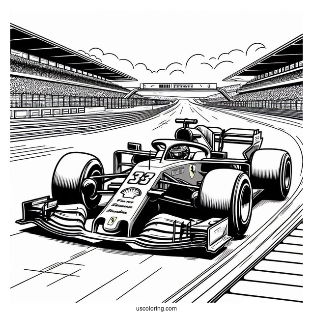 Ferrari F1 Coloring Page SF 23 On Race Track