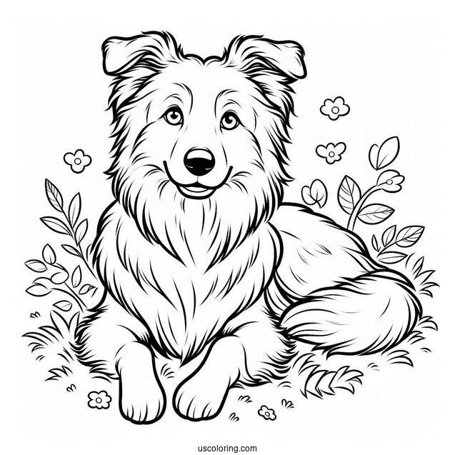 Coloring Sheet Of Border Collie Outline