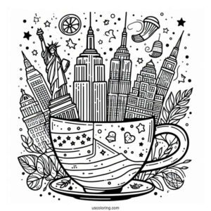 New York Coloring Page Of We Are Happy To Serve You Cup