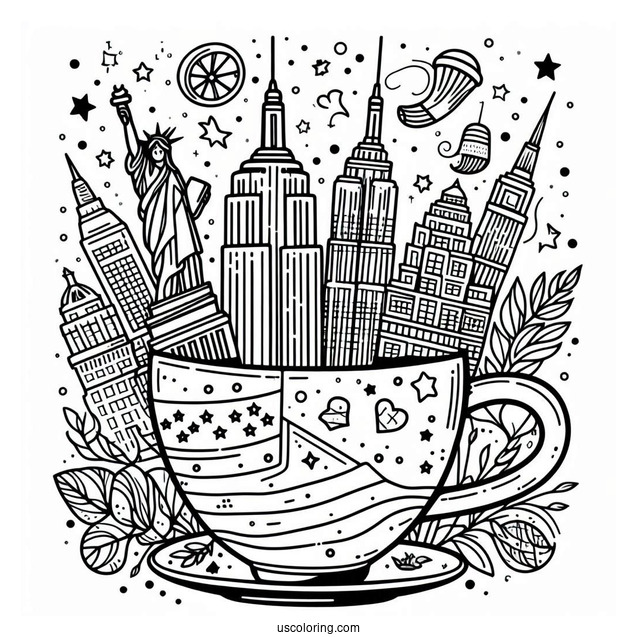 New York Coloring Page Of We Are Happy To Serve You Cup