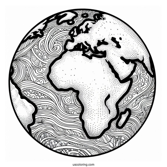 Earth With African Continent To Color