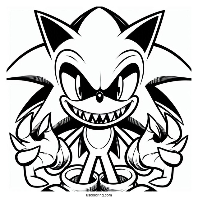 Evil Super Sonic Coloring Page With Sharp Teeth