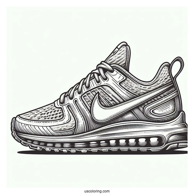 Vintage Nike Coloring Page Of Shoe Artwork