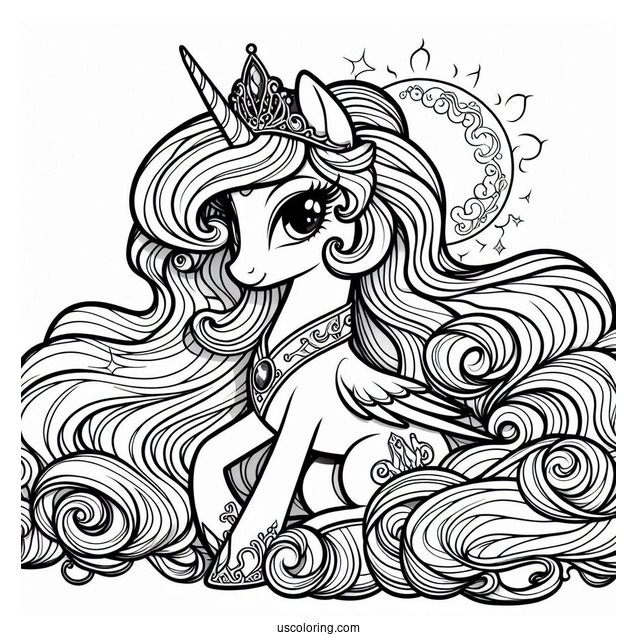 Elegant Princess Celestia Coloring Page