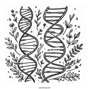 Science Coloring Page Of DNA Strands