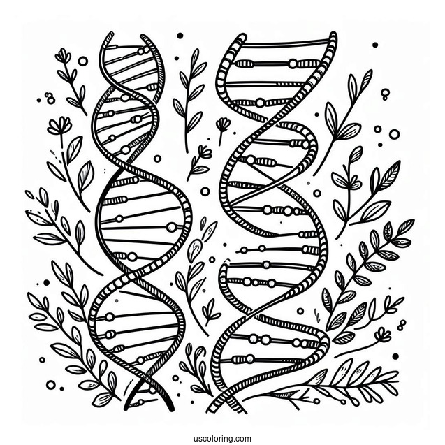 Science Coloring Page Of DNA Strands
